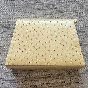 SASHA Elegant Gold Beaded Satin Clutch Bag With Straps NWOT